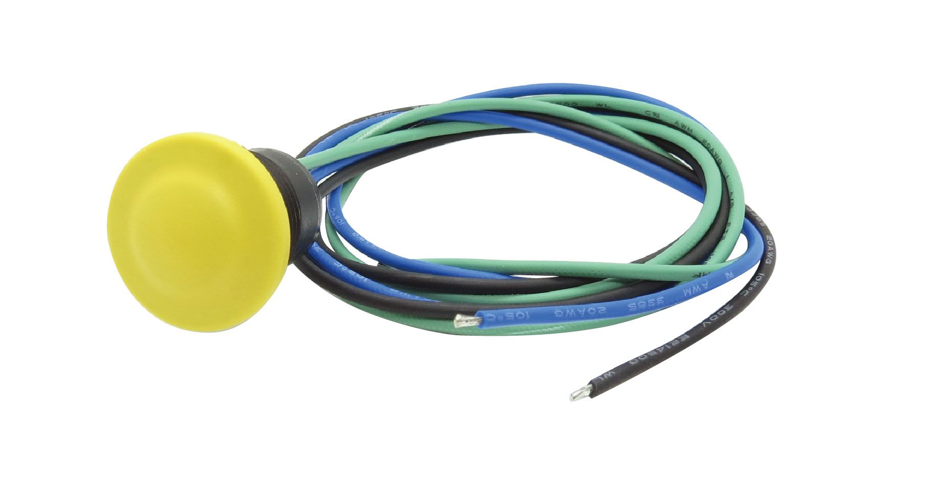 Żółty przycisk z pokrywą z przewodem